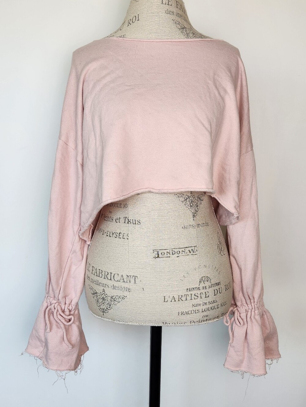 Pink Crop Sweatshirt Bell Sleeve